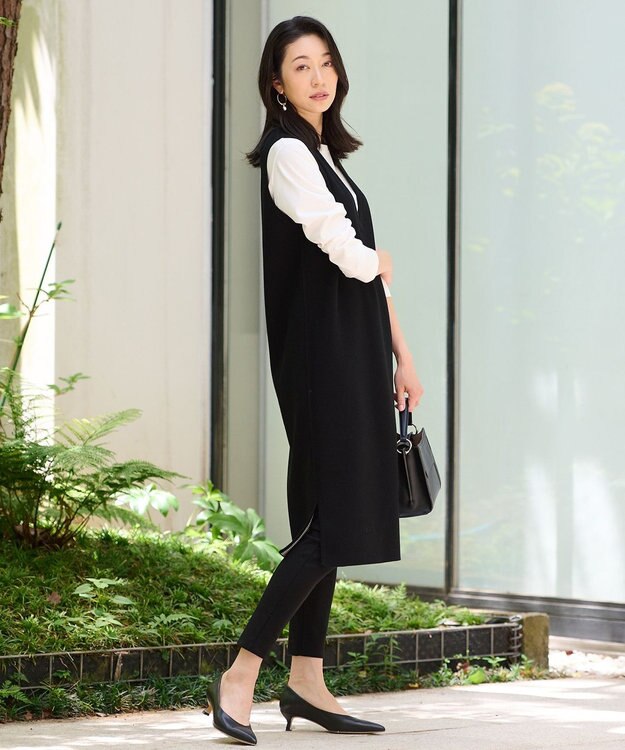 自由区 S 【WEB限定・洗える・撥水加工】ストレッチスリム レギンスパンツ ブラック系