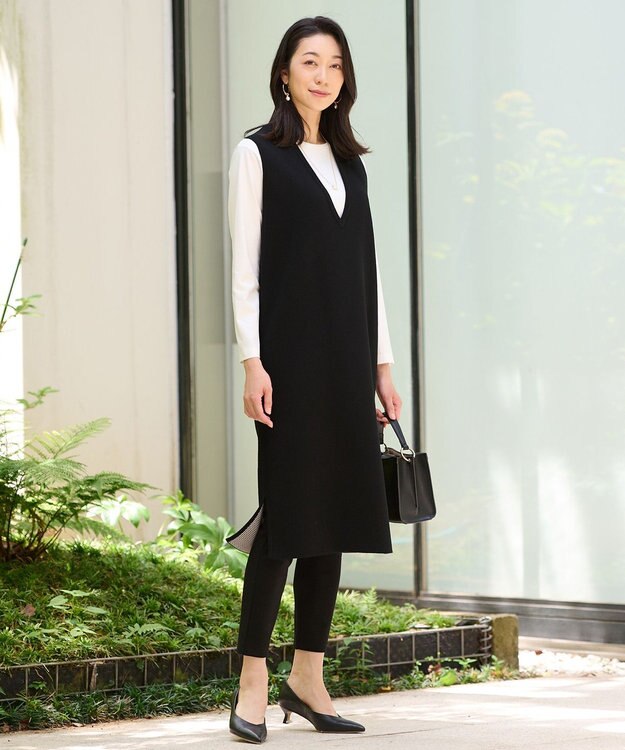 自由区 S 【WEB限定・洗える・撥水加工】ストレッチスリム レギンスパンツ ブラック系