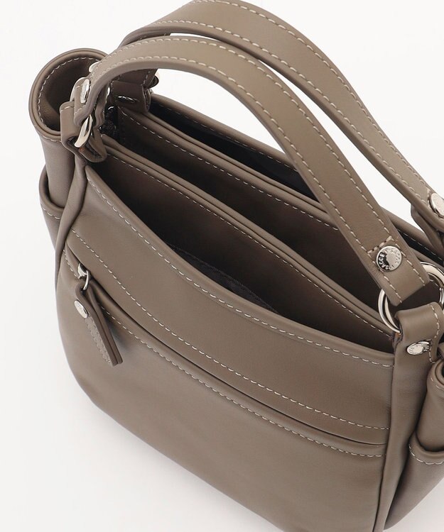 Y'SACCS カウレザー スクエア2wayミニトート グレージュ