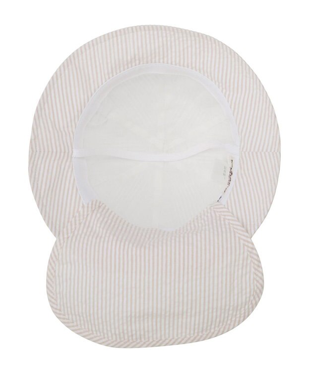 MIKI HOUSE HOT BISCUITS 【44-54cm】サッカー素材 ストライプ柄クロッシェ(帽子) ベージュ