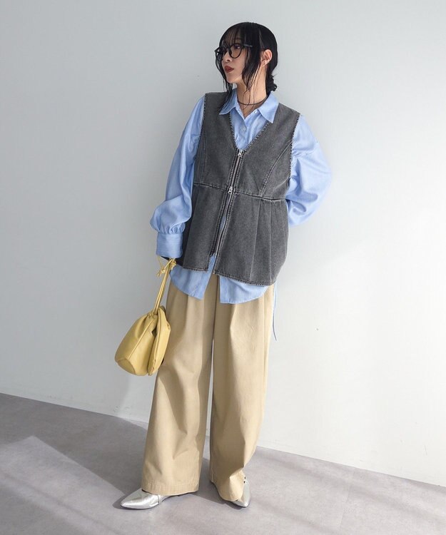 Green Parks デニムペプラムジレ Indigo