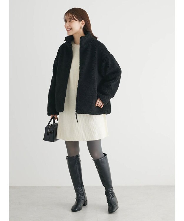 Green Parks リブニットミニワンピース Beige