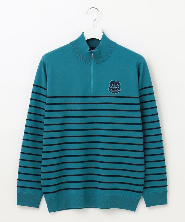 23区GOLF 【MEN】【手洗い可】コットンブレンド ハーフジップ ニット ピーコックグリーン系