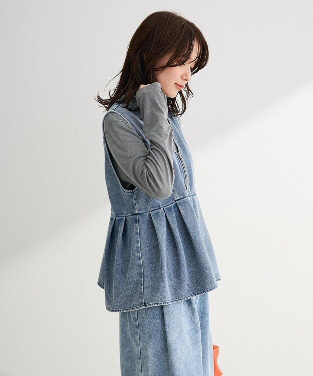 Green Parks デニムペプラムジレ Indigo