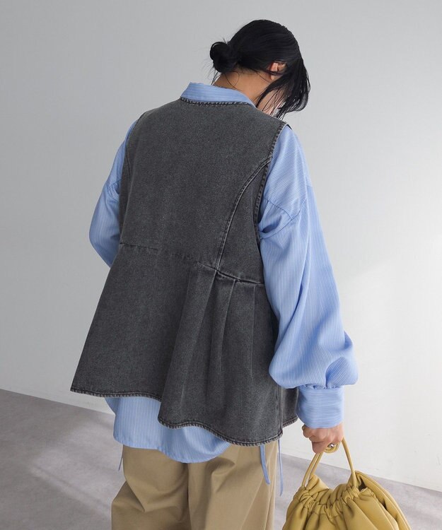 Green Parks デニムペプラムジレ Black