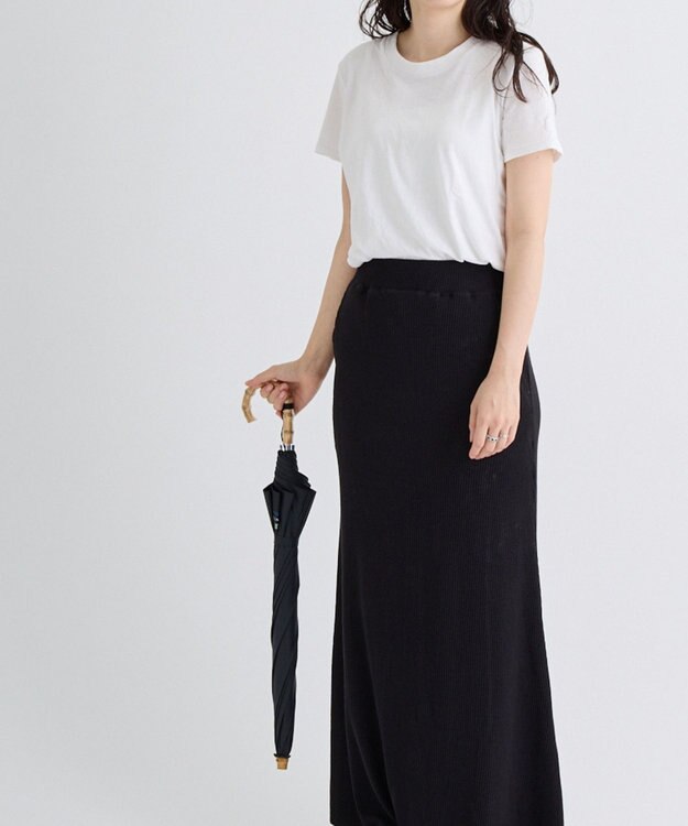 MOONBAT 【WEB限定】LANVIN en Bleu 晴雨兼用 折りたたみ傘 長傘(2WAY) プレーン×ロゴ刺繍 一級遮光 遮熱 UV ブラック