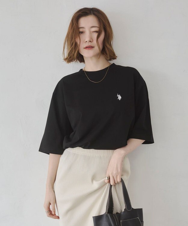 WEGO 【ユニセックス着用ITEM/MLサイズ展開】U.S. POLO ASSN.別注 接触冷感T（SS） ブラック