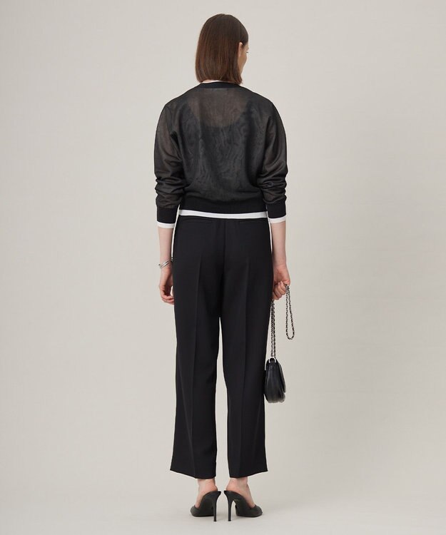 ICB 【洗える】 シアーレイヤードカーディガン ブラック×オフホワイト系