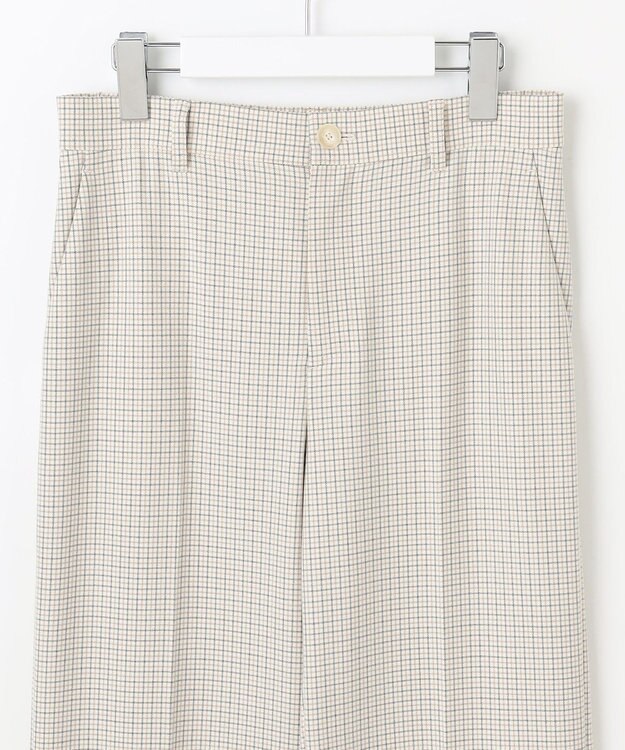 自由区 L TRギャバチェック柄ストレート パンツ オフチェック