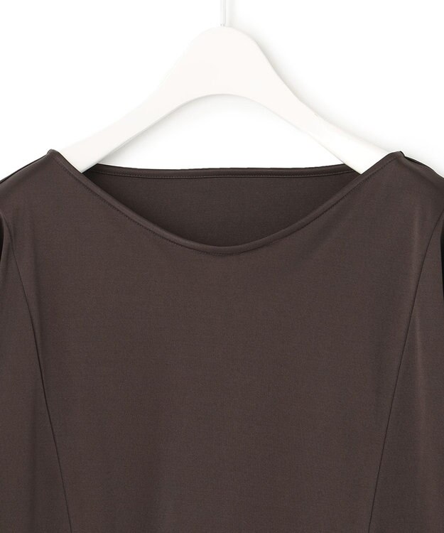 ICB 【洗える】トリアセサテンスムース 7分袖プルオーバー ダークブラウン系