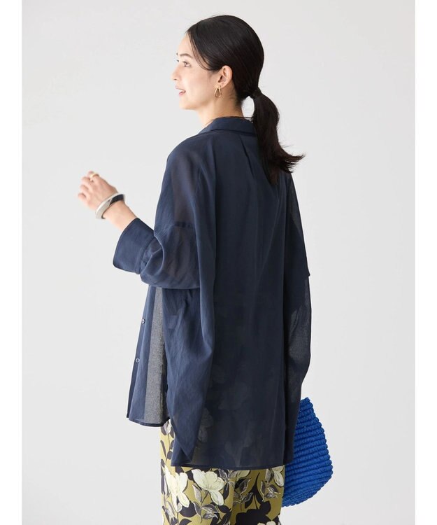 AMERICAN HOLIC 接触冷感５分袖変形ドルマンシアーシャツ Navy