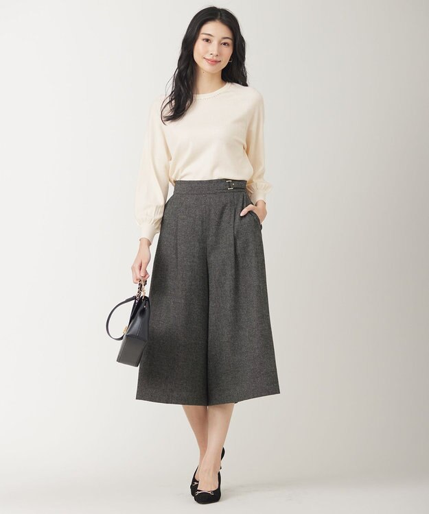 ANY SIS 【洗える】ウールブレンドプチジュエル調 ニット アイボリー