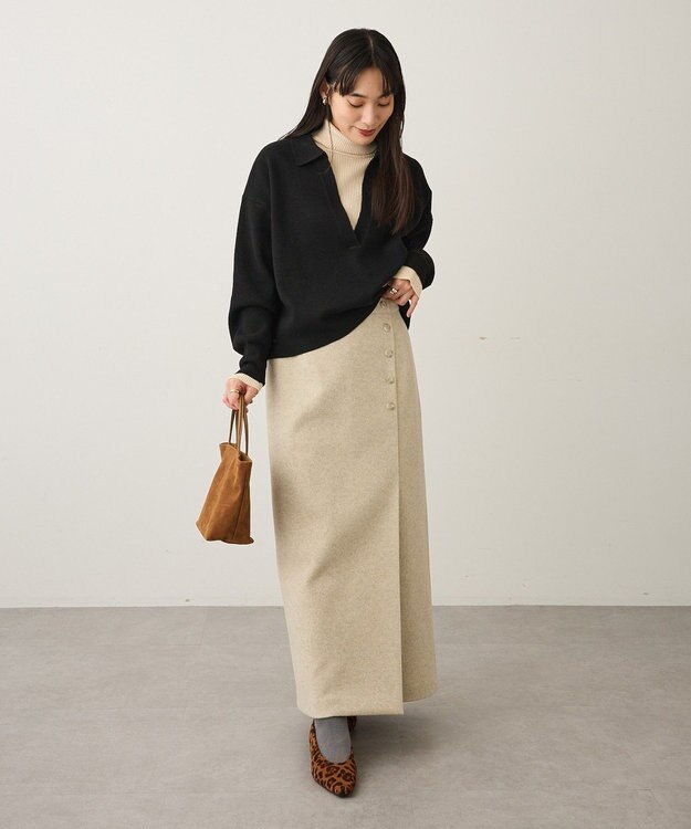 CRAFT STANDARD BOUTIQUE ラップ風Iラインスカート Light Beige