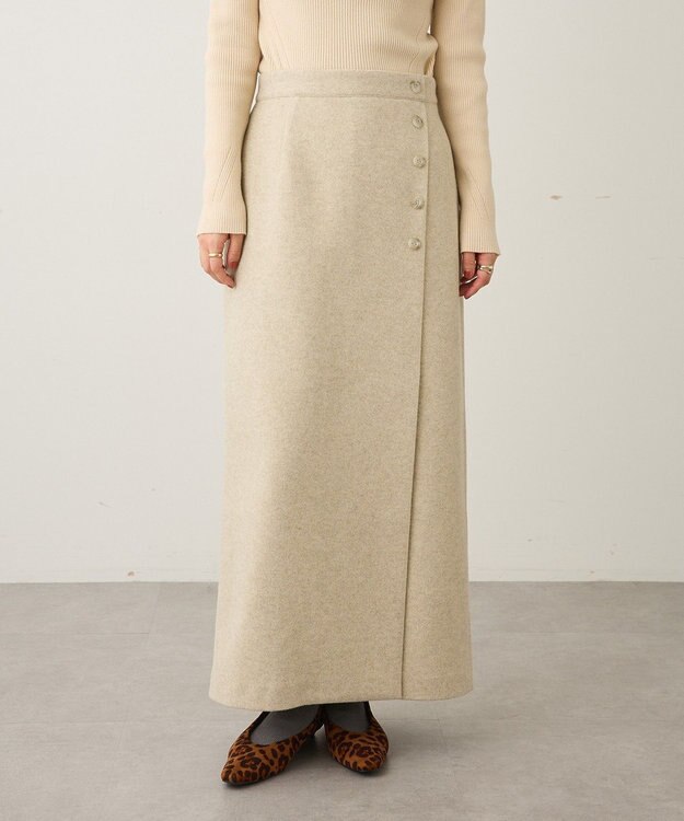 CRAFT STANDARD BOUTIQUE ラップ風Iラインスカート Light Beige
