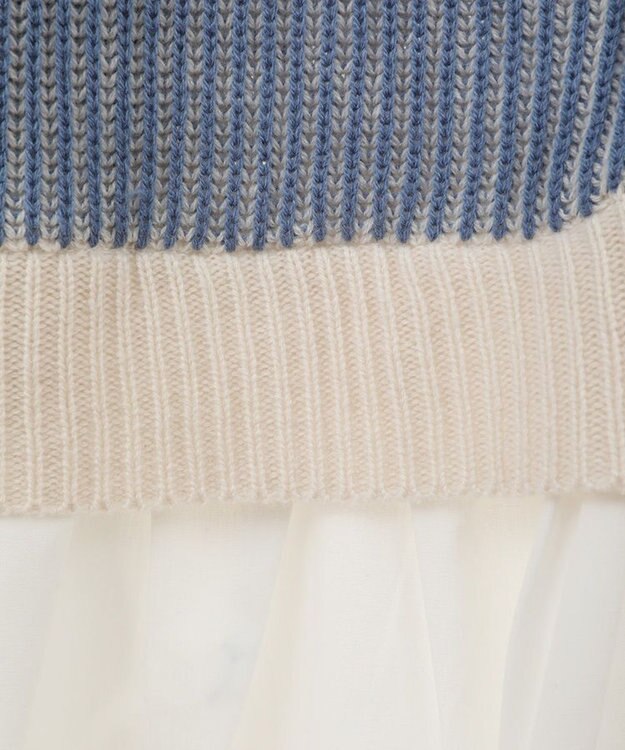 Green Parks 配色リブドッキングチュニック Blue