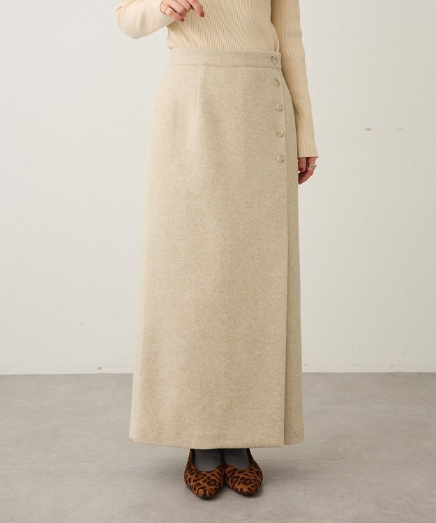 CRAFT STANDARD BOUTIQUE ラップ風Iラインスカート Light Beige
