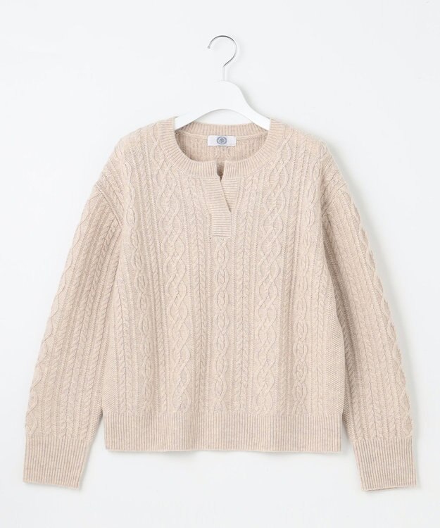 J.PRESS LADIES L 【洗える】BUNNY キーネック ニット ベージュ系