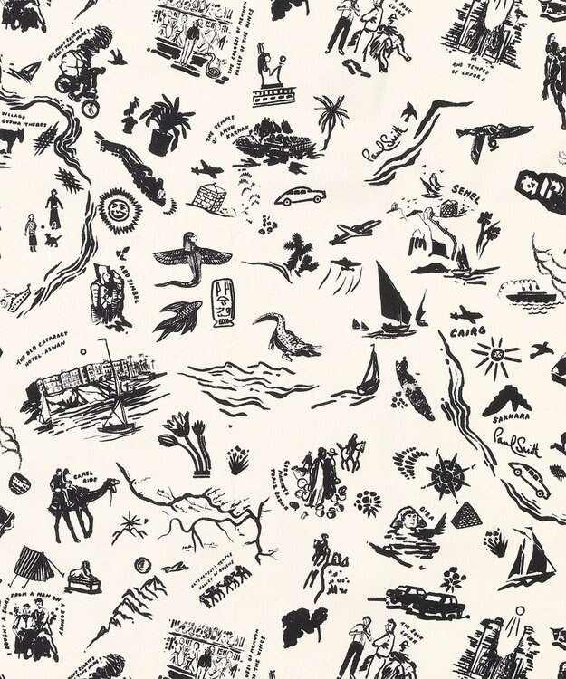Paul Smith Travel Stories シルクスカーフ ベージュ