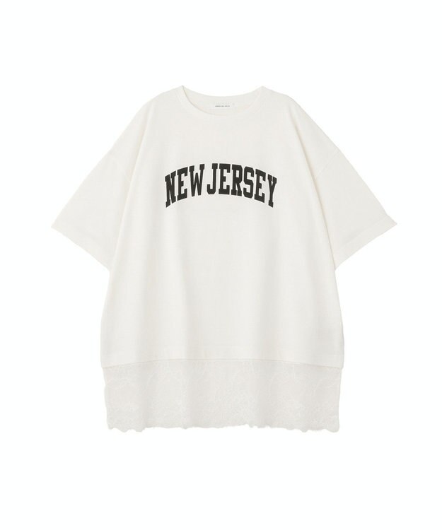 AMERICAN HOLIC カレッジロゴレースドッキングＴシャツ Off White
