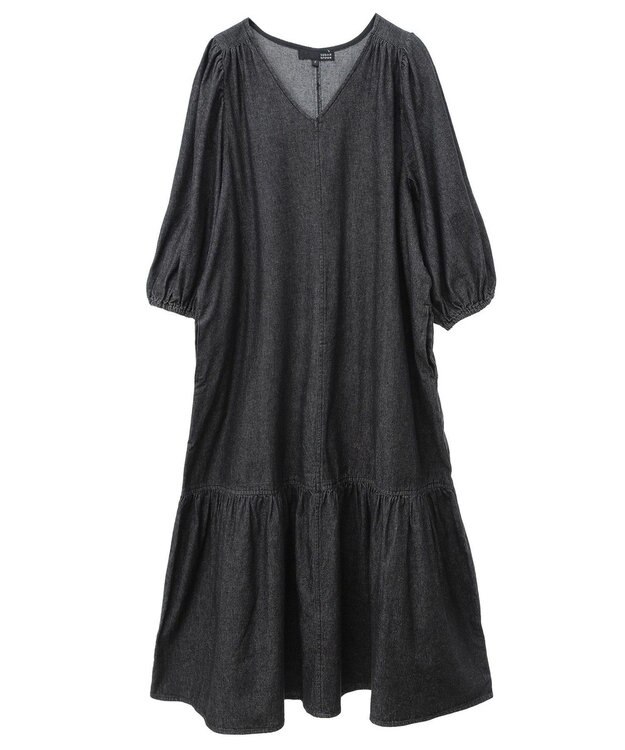 Green Parks ・ＳＵＧＡＲ　ＳＰＯＯＮ　デニムＶネックワンピース Black