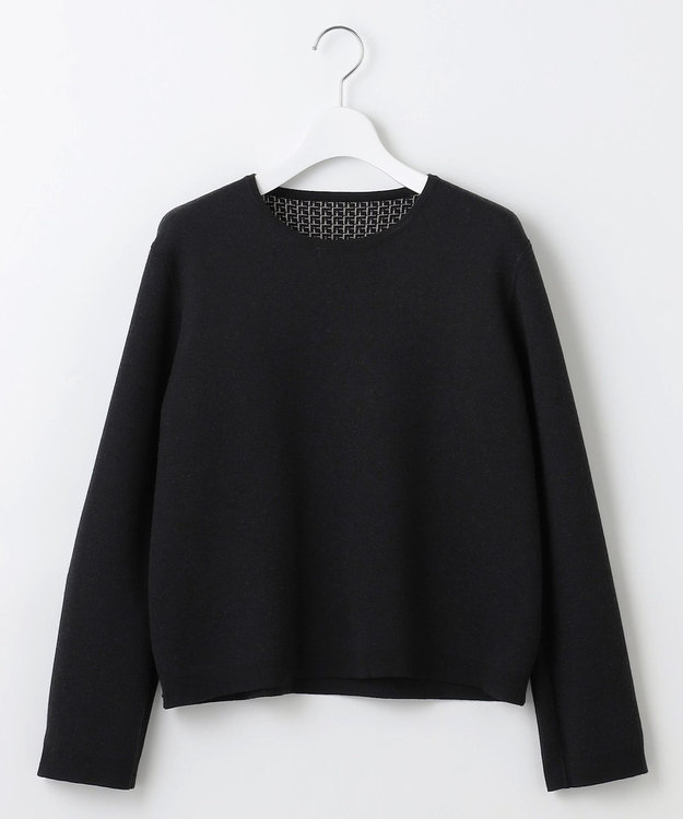 自由区 【WEB限定カラーあり・洗える】リバーシブルニット セットアップ(プルオーバー×フレアスカート) ブラック×グレージュ