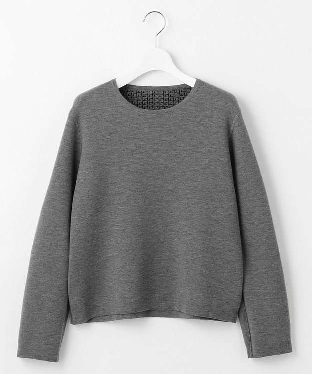 自由区 【WEB限定カラーあり・洗える】リバーシブルニット セットアップ(プルオーバー×フレアスカート) グレー×ブラック