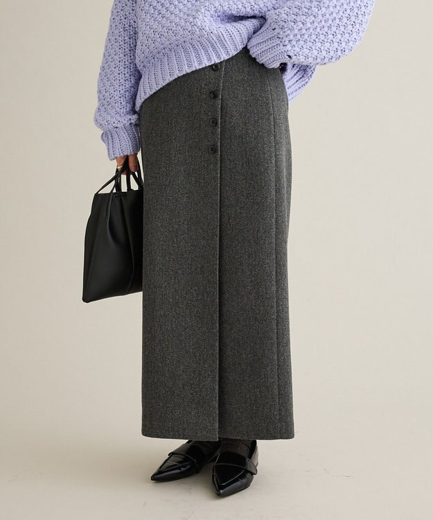CRAFT STANDARD BOUTIQUE ラップ風Iラインスカート Gray Mixture