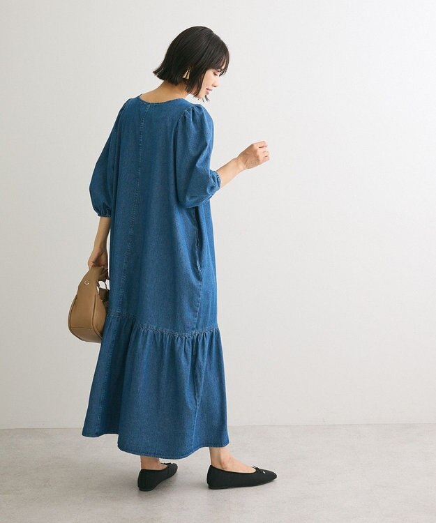 Green Parks ・ＳＵＧＡＲ　ＳＰＯＯＮ　デニムＶネックワンピース Indigo