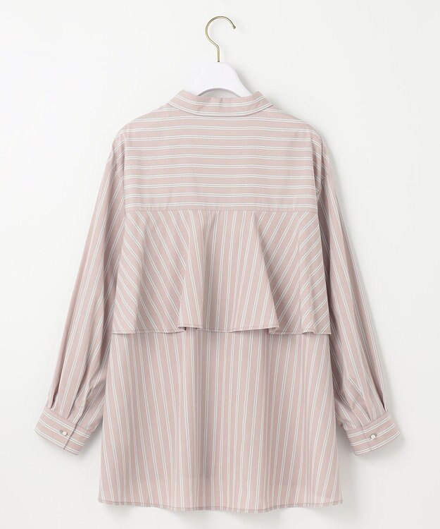 ANY SIS 【洗える】バックシャンイージーケア シャツ ベージュ×ストライプ