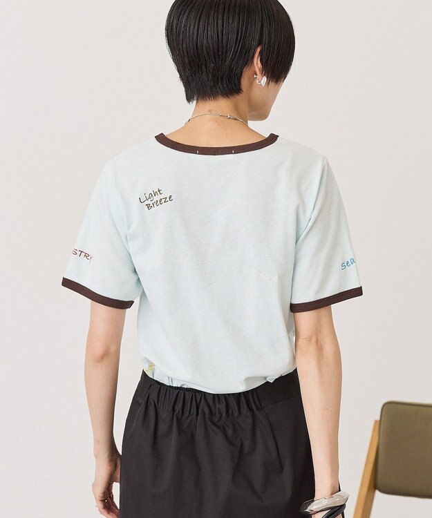 AMERICAN HOLIC ランダムロゴ刺繍リンガーTシャツ Mint