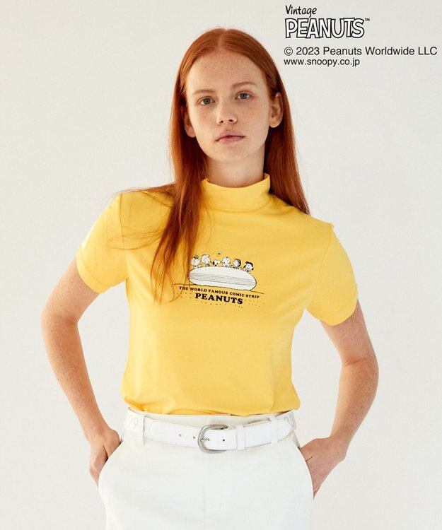 23区GOLF 【PEANUTS】【WOMEN】スヌーピーコラボ モックネックシャツ イエロー系