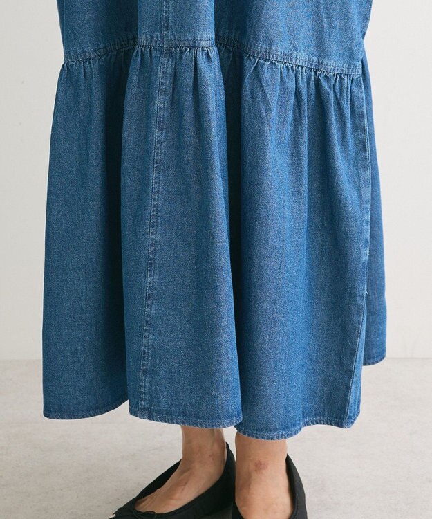 Green Parks ・ＳＵＧＡＲ　ＳＰＯＯＮ　デニムＶネックワンピース Indigo