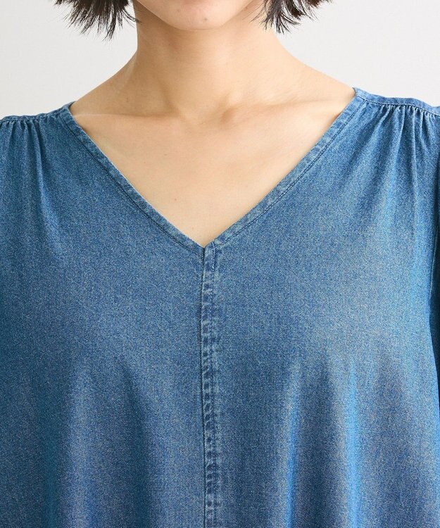 Green Parks ・ＳＵＧＡＲ　ＳＰＯＯＮ　デニムＶネックワンピース Indigo