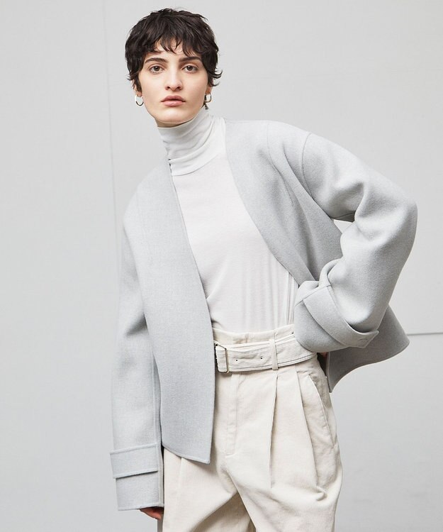 BEIGE， GRASSE / リバーウールクロップドコート L Gray