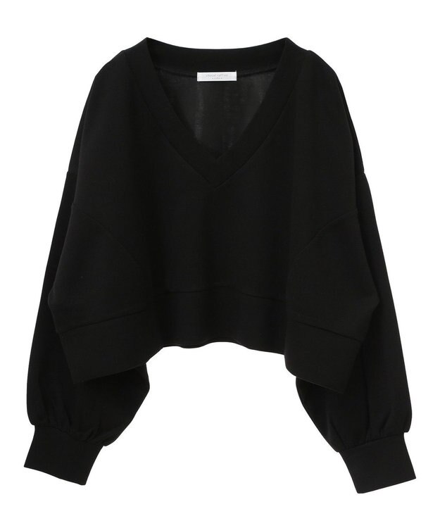 Green Parks ショート丈Ｖネックポンチプルオーバー Black