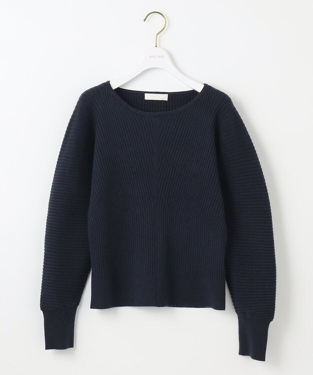 ANY SIS L 【洗える】アレンジRIB ニット ネイビー