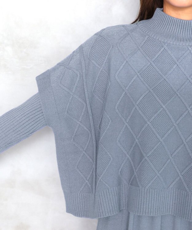 Tiaclasse 【2点セット】ケーブルトップス＆ニットワンピースセット ライトブルー