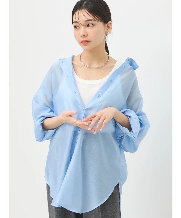 earth music&ecology ＢＩＧシアーシャツ Blue