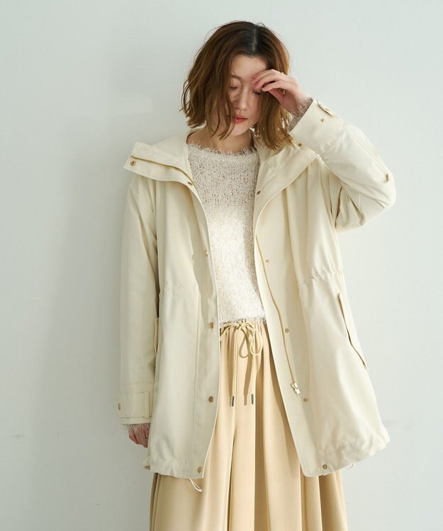 YECCA VECCA [撥水/花粉ガード]ミドル丈マウンテンパーカー Ivory