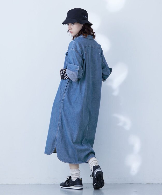 J.PRESS YORK STREET 【WOMEN】デニムロングシャツ ワンピース ダルブルー系
