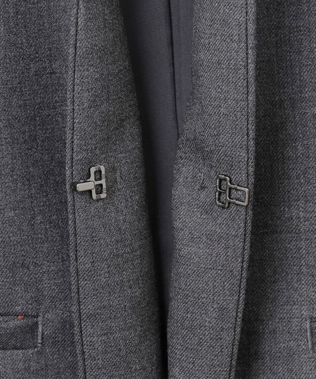 ICB L 【セットアップ対応】ウールストレッチ ノーカラージャケット チャコール系