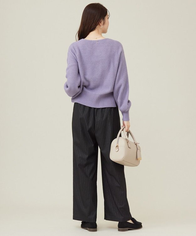 ANY SIS 【洗える】ラメキライージードロスト パンツ ブラックストライプ