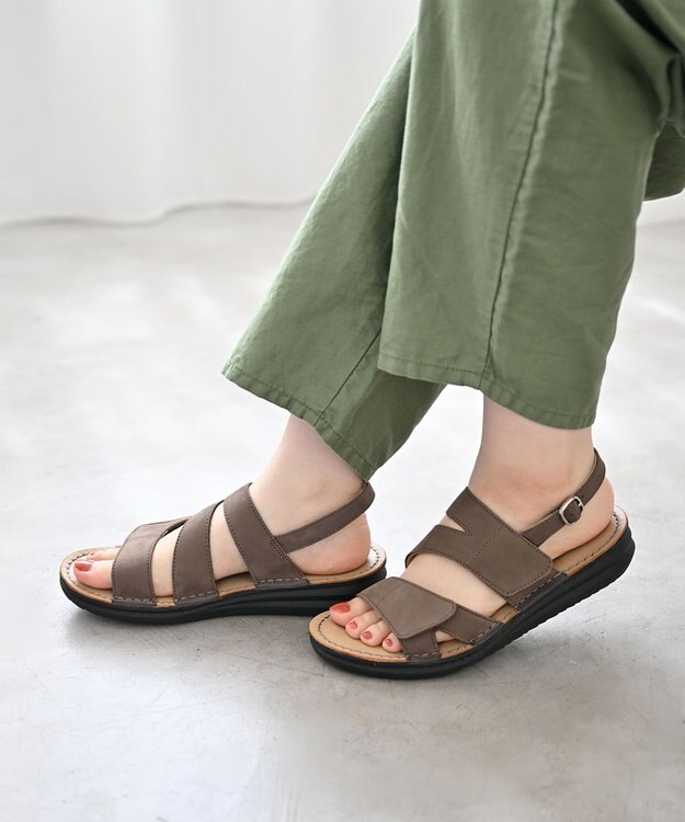 Pointer 本革 甲幅調整 マジックテープ付きサンダル オーク(ヌバック)