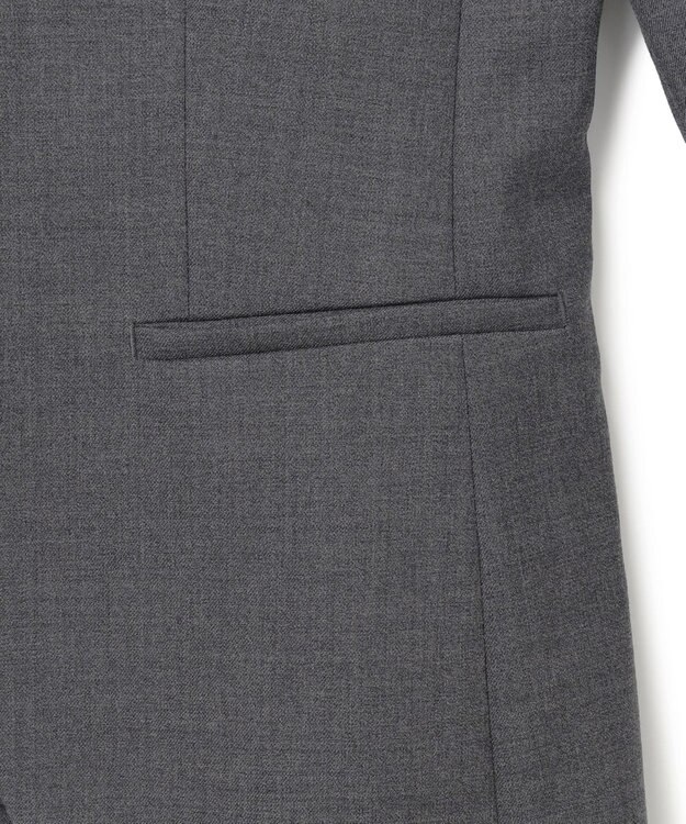 ICB L 【セットアップ対応】ウールストレッチ ノーカラージャケット チャコール系