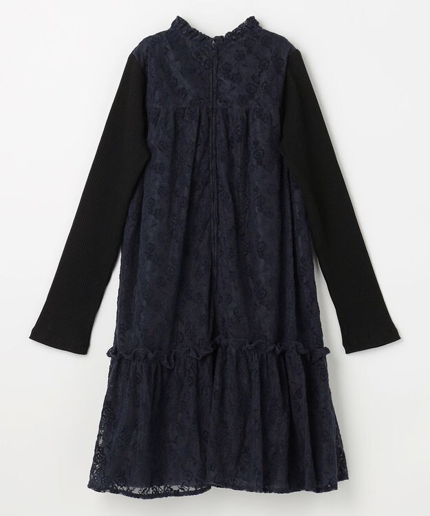 組曲 KIDS 【150-160㎝】スノウレースワンピース ネイビー