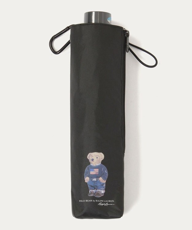 MOONBAT 【WEB限定/遮光率100%/遮熱/UV/耐風】POLO RALPH LAUREN（ポロ ラルフローレン）晴雨兼用日傘 ポロベア 無地 折りたたみ傘 ブラック