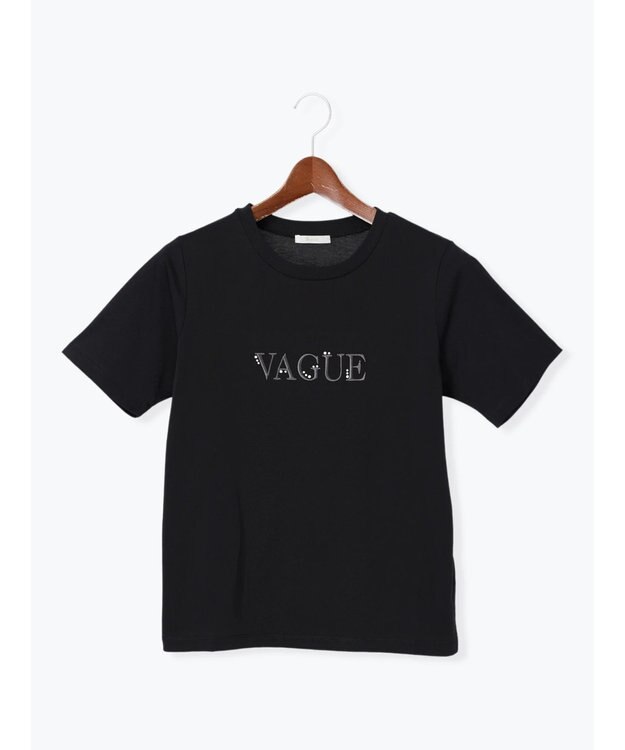 Te chichi パール&刺繍ロゴスタンダードTシャツ ブラック