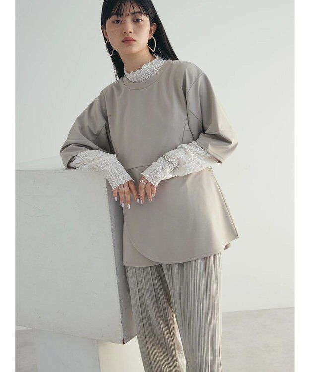 Green Parks armonia. ペプラム切替トップス Gray Beige