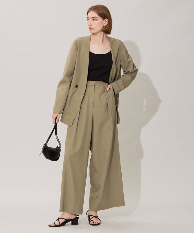 ICB 【洗える】 UnleashLite ノーカラージャケット オリーブ系