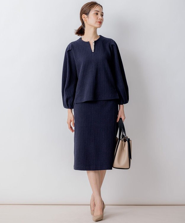 組曲 L 【WEB限定】ニュアンスジャガード セットアップ ネイビー系